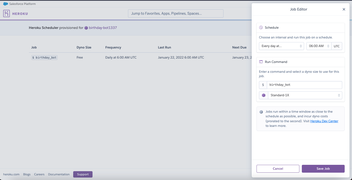 Heroku scheduler